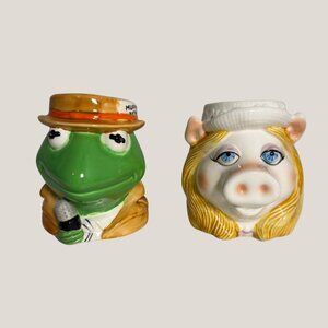 Vintage Ceramic Muppet Character Mugs Kermit the Frog & Miss Piggy